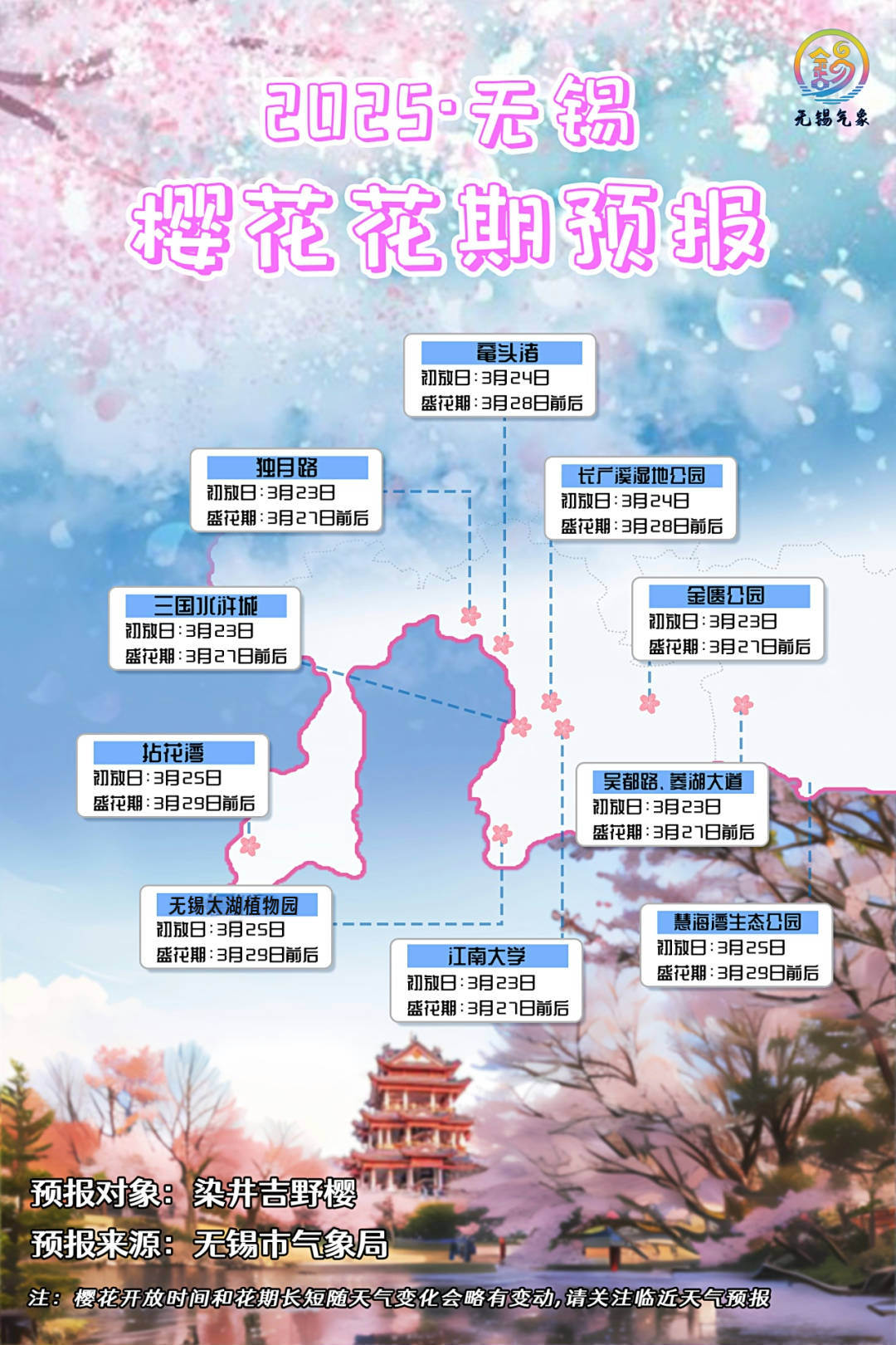 無錫櫻花幾月開花2025年最佳觀賞時間表